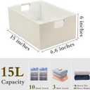 Foldable Fabric Storage Baskets Set of 2 for Shelves, Linen Decorative Storage Bins with Wooden Handles, Small Organizer Cubes for Closet, Rectangle Canvas Boxes for Organizing, Decor (Beige 2 Pack)