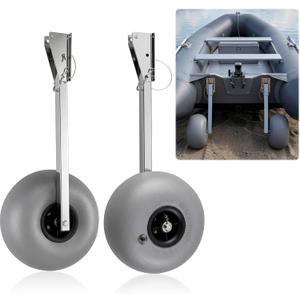 Boat Launching Balloon Wheels 12 x 7 Inch Detachable Transom Dolly for Small Boats, Stainless Steel Transom Dolly, 600lbs Capacity, 12in Inflatable Wide Tires for Sand, Durable & Versatile