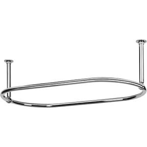 Oval Shower Curtain Rail Rod For Bathroom, Traditional, Large and Heavy Duty Ceiling Mounted with Adjustable Support - 45X 25 Inch (Free Curtain Rings) (Chrome)