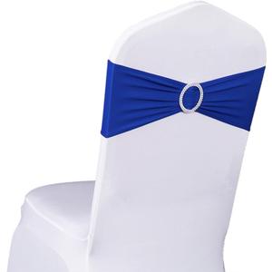 Spandex Royal Blue Chair Sashes 100 Pack Wedding Chair Bands with Buckles Dark Blue Chairs Bows for Party Birthday Bridal Baby Shower Engagement Anniversary Banquet Events Decorations