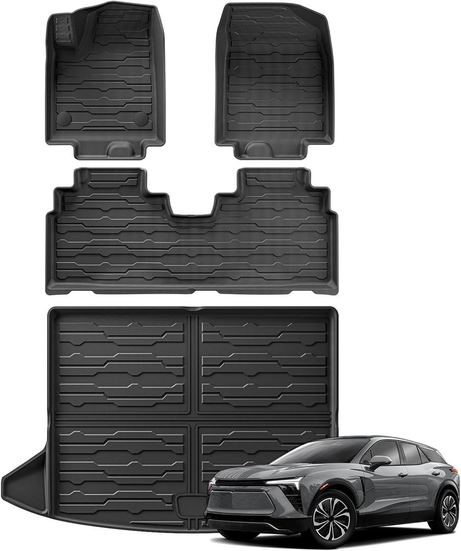 SMABEE Floor Mats Cargo Liner for Chevy Blazer EV & Honda Prologue 2024 2025 2026 All Weather Floor Liners for Blazer EV Prologue Accessories Trunk Mat TPE 1st& 2nd Row Car Mats Black