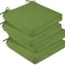 downluxe Waterproof Outdoor Chair Cushions Set of 4, 19" x 19" x 3" Patio Chair Cushion with Non-Slip Ties & Handle, Square Outdoor Cushion for Patio Furniture with Removable Cover, Grass Green