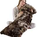 Luxury Shaggy Faux Fur Body Pillow,Fluffy Bed Pillow with Zipper Closure,Soft Decorative Plush Full Long Pillows,Fuzzy Hug Pillow for Living Room Side Sleeper & Pregnancy 9lb, 20"x54" Tie-dye Coffee