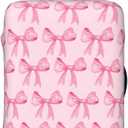 Travel Luggage Cover Pink Bows, High Elasticity Washable Travel Baggage Protector Case Fits 26-28 in