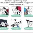 Stroller Cup Holder 2 in 1 Phone & Bottle Holder with Anti-slip Pad Universal Cup Holder Rack for Buggy with Adjustable Clamp