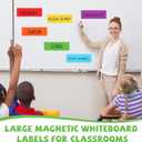 12 Pcs Large Magnetic Dry Erase Labels for Classroom, 12 x 4 Inch Rectangle Magnetic Name Plates Label Flexible Magnet Stickers for Whiteboards Refrigerator(Rainbow Color,Style 1)
