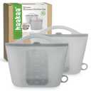 Haakaa On-The-Go Silicone Microwave Steam Sterilizer Bags for Travel, 50oz/1500mlReusable Silicone Steaming Bags for Baby Bottles, Breast Pump, Accessories, Pacifiers, Teethers,Grey/2PCS