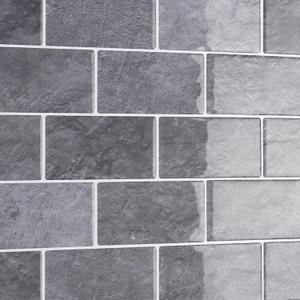 CRE8TIVE 4 Sheets Grey Slate Subway Peel and Stick Backsplash - 12"x12" 3D Stone Wall Tile Adhesive for Kitchen, Bathroom, Laundry Room, Shower