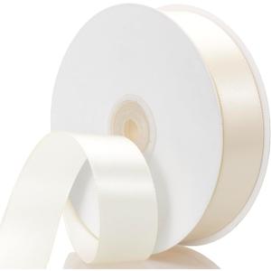 3 x ATRBB Ivory Ribbon 1 Inch x 50 Yards, Single Face Polyester Satin Ribbon for Gift Wrapping, Handmade Roses, Christmas, Wedding, Birthday Party Decorations