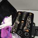 Bb Clarinet For Beginners Students B Flat Clarinet 17 Keys Clarinets with Case Stand Strap 2 Barrels 8 Mouthpiece Cushion White Gloves(Black)