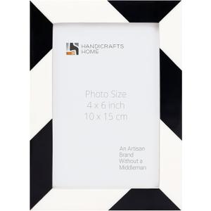 Handicrafts Home White Picture Frame, Handmade Resin Inlay 4x6 Black & White Photo Frame for Office Decor, Decorative Photo Frames for Home Decor, Wall Decor, Farmhouse Decor, Wall & table top Decor, Shelf Decor, Desk Decor & Gallery Wall