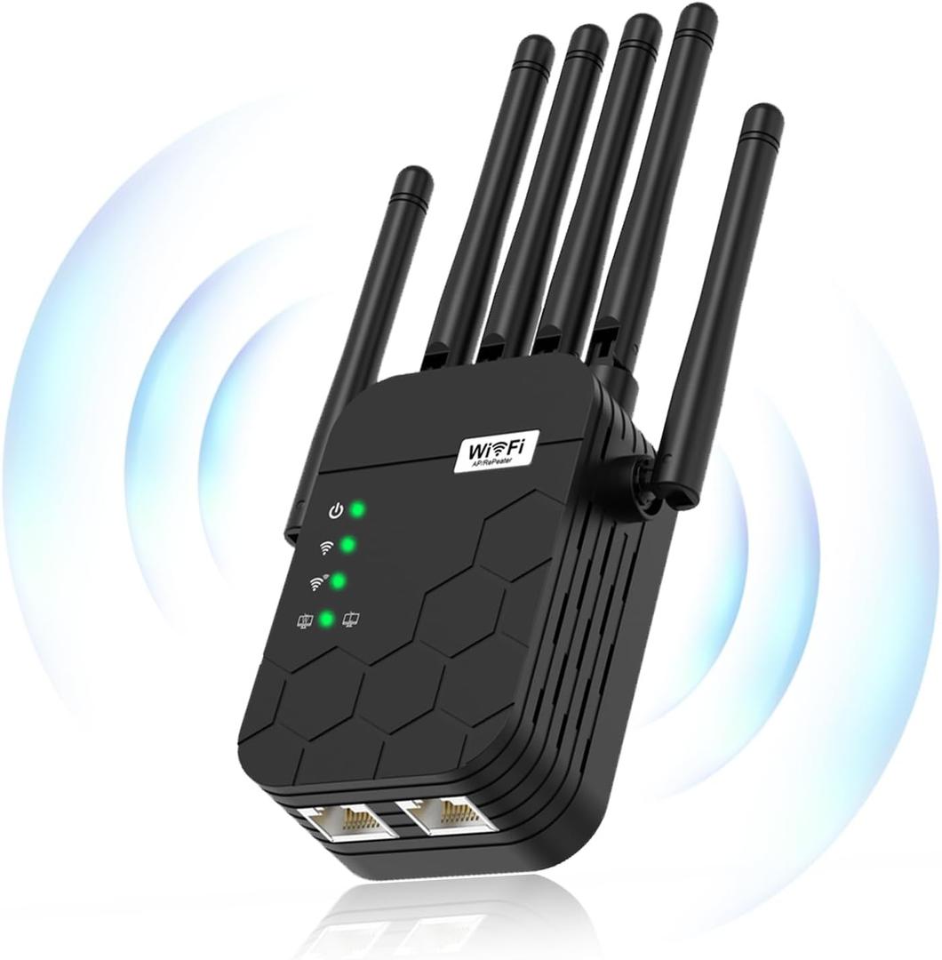 2026 WiFi Extender Signal Booster, Dual Band 5.8GHz&2.4GHz, 6X Faster, WiFi Booster Covers Up to 13880 Sq.ft, 1200M WiFi Repeater with Ethernet Port, Connects 100+ Devices, One-tap Setup