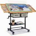 1500 Piece Jigsaw Puzzle Table with Legs,Jigsaw Puzzle Board Portable with 4 Drawers and Cover,35"x26"Adjustable Puzzle Tables for Adults,Gift for Mom