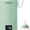 Portable Bottle Warmer for Travel, 10 Oz Baby Bottle Warmer with Adjustable Temperature & Keep Warm for Formula, Breastmilk, Cordless Milk Warmer, Rechargeable Outdoor Water Warmer (Green)