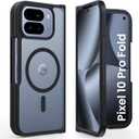 for Google Pixel 10 Pro Fold Case, Compatible with MagSafe [No Screen Protector] [Military-Grade Protection] Translucent Matte Shockproof Slim Phone Case for Google Pixel 10 Pro Fold (Black)