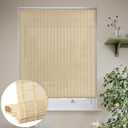 LUCKUP Cordless Bamboo Roman Blinds Shades for Indoor Windows-Light Filtering Window Bamboo Curtains with 6" Valance Cover Enhanced Privacy, 28" W x 64" H, Natural
