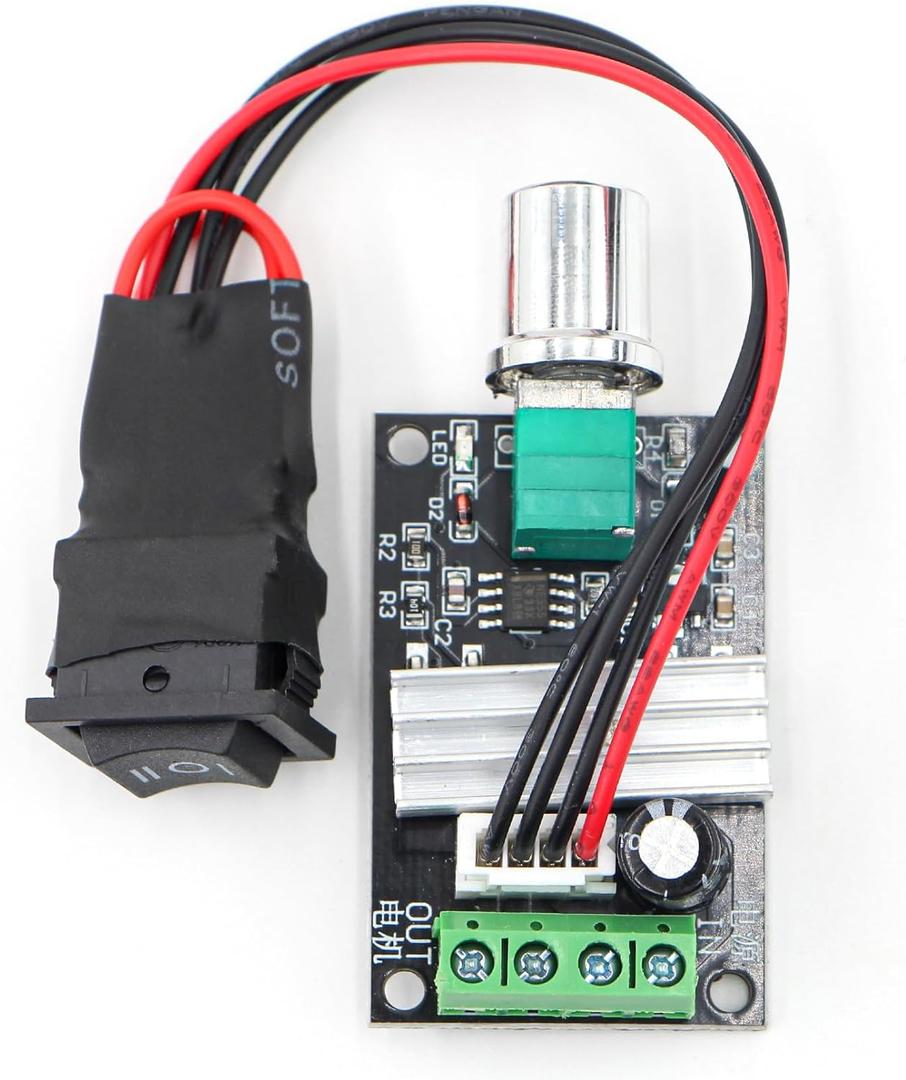 RioRand PWM DC Motor Speed Controller 6V-28V 3A Reversible Speed Regulator with Forward/Reverse Switch for Low Voltage Brushed DC Gear Motors, Hobby & Small Automation Projects