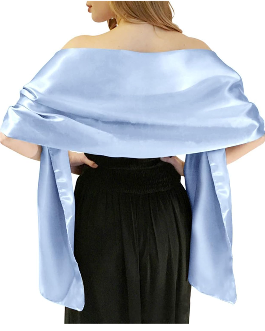 MLMW Shawls and Wraps for Evening Dresses Satin Shawl Wraps for Women Extra Long Wedding Shawls for Bridal Party