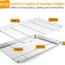 Homikit Baking Sheet with Rack (1 Pan + 1 Rack), 20" x 14" Stainless Steel Large Cookie Sheets for Baking, Big Bacon Baking Tray with Cooling Rack for Roasting Cooking, Nonstick & Dishwasher Safe, 20x14x1.2