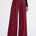 PRETTYGARDEN Womens Wide Leg Trousers 2026 Elastic High Waisted Dress Pants Pleated Slacks Flowy Business Work Palazzo Pants (Red, L)