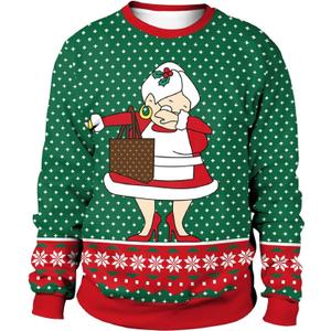 Colorful House Unisex's Ugly Christmas Jumper Sweater Printed Pullover,3D Funny Digital Print Sweatshirt Suit for Men Woman (Green, M)