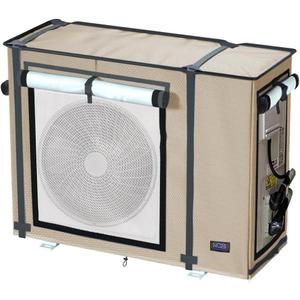 NGB Mini Split Cover, 29.1x 11.8x 21.7 Inch Air Conditioning Condensing HVAC Outdoor Unit Cover, Waterproof, Windproof, Snowproof, For All Seasons, Khaki Color
