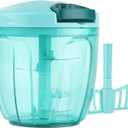 Cambom Manual Food Chopper Vegetable Cutter, Hand String Vegetable Chopper Onions Cutter for Vegetable Fruits Nuts BPA Free Food Safe Material, 900ml Blue