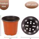 200 Pack 6 Inch Plastic Nursery Pots for Plants, Seedling Pots Succulent Pots Flower Pots with Drainage Holes, Come with 200pcs Plant Labels
