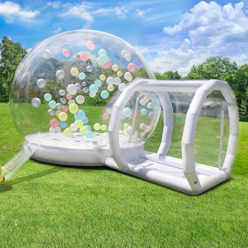 13ft Inflatable Bubble House for Kids with trampoline, Clear Inflatable Bubble Dome Tent with Blower & Pump, Commercial Grade PVC Waterproof Garden Tent with 7ft Tunnel, Camping, Party, Commercial Use