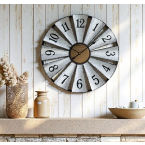 Vantic 24'' Windmill Large Wall Clock, Distressed Metal Clock