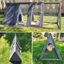 Rabbit Hutch Outdoor Chicken Coop Wooden A-Frame Small Animal Cage Quail Cage w/Chicken Run & Ventilated Wire Fence Suitable for Garden Backyard Farms 47 x 18 x 19.5 in (Grey)