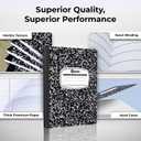 Rosmonde 12 Pack Composition Notebook Wide Ruled Bulk, 200 Pages (100 Sheets), 9-3/4 x 7-1/2", Hard Cover Wide Ruled Notebook Bulk, Black Marble Composition Notebooks, Bulk School Notebooks