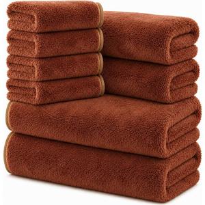 Bath Towel Set 8 Piece Coral Fleece Microfiber Bath Towel Set,31.5x63in Ultrasoft Extra Large Size Quick Dry Highly Absorbent Bath Bundle,for Hotel Bathroom Beach Pool Spa Gym SPA Yoga（Terracotta）