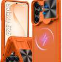 Magnetic for Samsung Galaxy S26 Case,[Slide Camera Cover][Kickstand][Compatible with Magsafe][Kickstand][Military Grade Protection] Shockproof Rugged Case for Galaxy S26, Orange