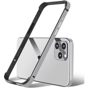 New Aluminum Frame Metal Bumper Frame Slim Hard Case Cover for iPhone15Pro MAX, Metal Frame with Soft Inner Bumper, Raised Edge Protection (Gray Titanium, for iPhone15 Pro Max)