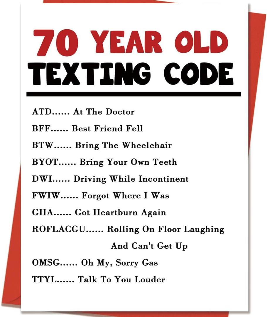 10 x Funny 70th Birthday Card Gifts for Women Men | Humorous Birthday Gifts Decorations for 70 Year Old Dad Mom Grandpa Grandma, 8.0 x 5.3 inches