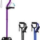 Adjustable Walking Cane for Men & Women with 4-Pronged Base for Extra Stability - Foldable Cane for Seniors with Foam Padded Offset Handle for Soft Grip & a Second Handle for Standing (Purple)