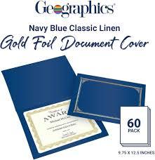 Geographics Classic Linen Document Covers, 12.5” x 9.75”, Navy  (25 Pack)