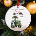 Farm Tractor Christmas Ornament 2025, Heartfelt Grandson Keepsake Ceramic Ornament, Gifts for Grandson from Grandfather, Sentimental Gift from Grandmother (C7)