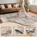 Cochyean Area Rugs 4x6 - Washable Rug for Living Room, Ultra-Thin Abstract Rug, Indoor Non-Slip Rug for Bedroom, Stain Resistant Large Area Rug, Super Soft Low Pile Rugs, Brown
