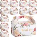 Xinnun 50 Pcs Thank You Treat Boxes Floral Design Gift Boxes Flower Gable Boxes Wedding Party Favor Boxes for Tea Party