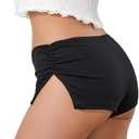 Women Micro Booty Shorts Cheeky Ribbed Knit Lounge Shorts (Black, M)