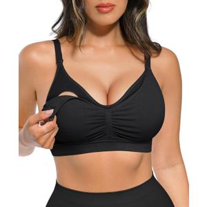 Lover-Beauty Nursing Bras for Breastfeeding Comfortable Hands-Free Pumping Bras Pregnancy Maternity Sport Bra Plus Size, Black, XL