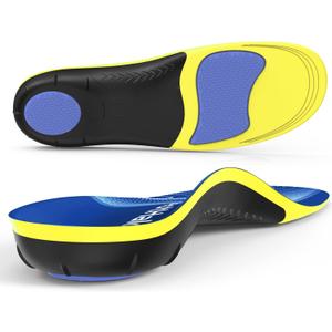 BestHalo Heavy Duty Plantar Fasciitis Insoles - 220+ lbs High Arch Support Orthotic Inserts for Pain Relief, Flat Feet, Heel Pain, Work Boots (Blue, Men 7-8.5 | Women 8-9.5)