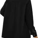 Cnkwei Shacket Jacket Women Button Down Shirt Jacket Casual Long Sleeve Shacket with Pockets (Black, L)