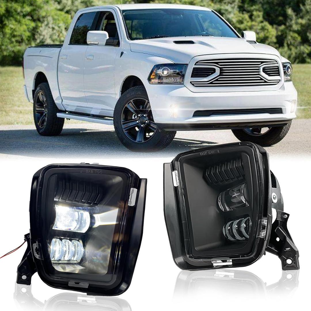 Fog Lights Led Fit for 2013-2018 Ram 1500 & 2019-2021 Ram 1500 Classic Pickup Truck Clear Lens Front Bumper Driving Lamp (black)