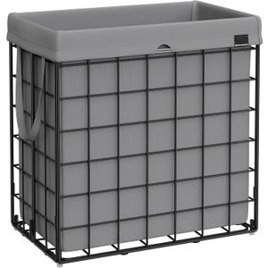 SONGMICS 29 Gal. (110L) Laundry Basket, Laundry Hamper, Collapsible Clothes Hamper, Removable and Washable Liner, Metal Wire Frame, for Bedroom Bathroom, Black and Gray ULCB111G01