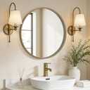 WallBeyond Round Wood Mirror 24" Circle Wall Mirror for Bathroom Round Wall Mirror for Wall Decor, Vanity, Entryway Living Room, Honey