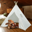 Ogrmar Teepee Play Tent Foldable White Canvas Playhouse Portable Tent for Girls and Boys to Play Indoor and Outdoor, White