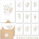 AUDREE Wildflower Thank You Cards with Envelopes (20 pack 4"x6") - Floral Thank You Cards with Adhesive Envelope & Matching Stickers - Gifts for Birthday, Wedding, Bridal Showers, Baby Showers